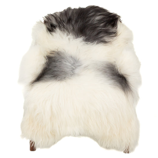 White w Gray Spots Icelandic Sheepskin