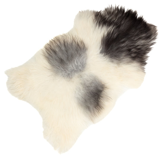 White w Gray Spots Icelandic Sheepskin Rug