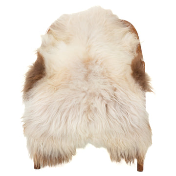 White w Light Brown Mottled Icelandic Sheepskin