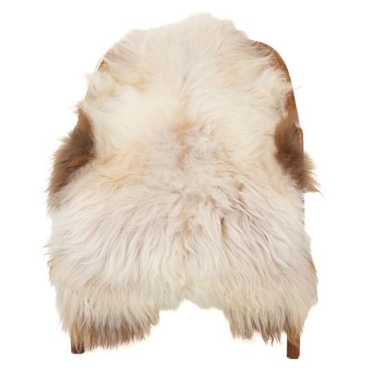 White w Light Brown Mottled Icelandic Sheepskin