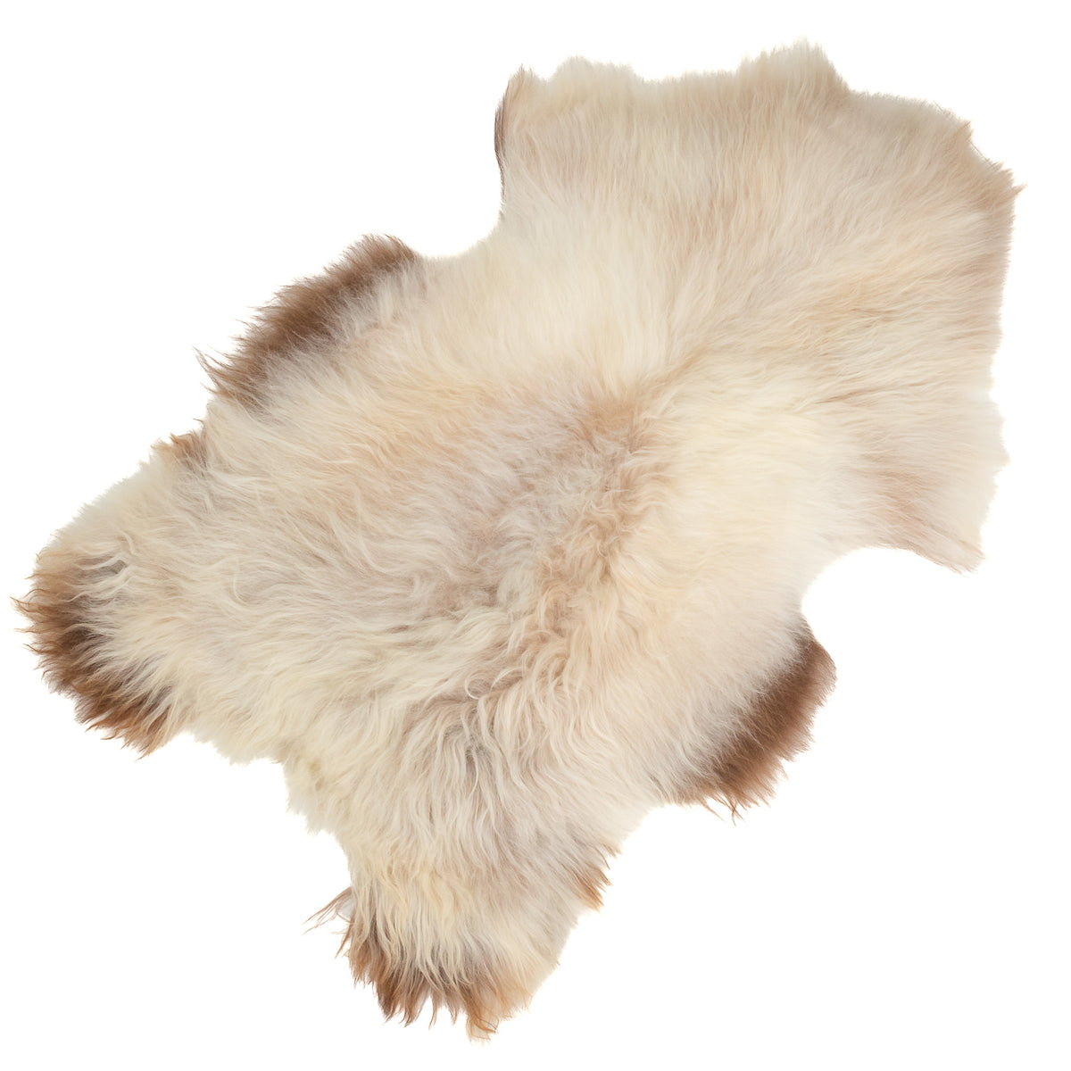 White w Light Brown Mottled Icelandic Sheepskin Rug