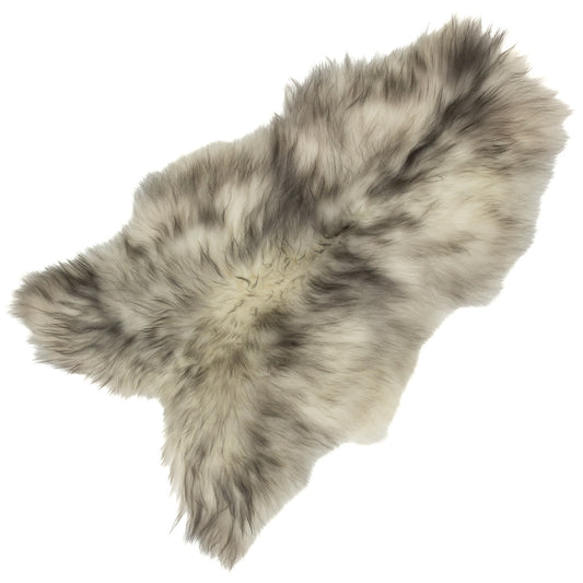 White w Lighter Black Dyed Tips Icelandic Sheepskin Rug