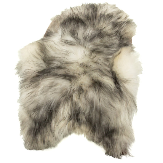 White w Lighter Black Dyed Tips Icelandic Sheepskin