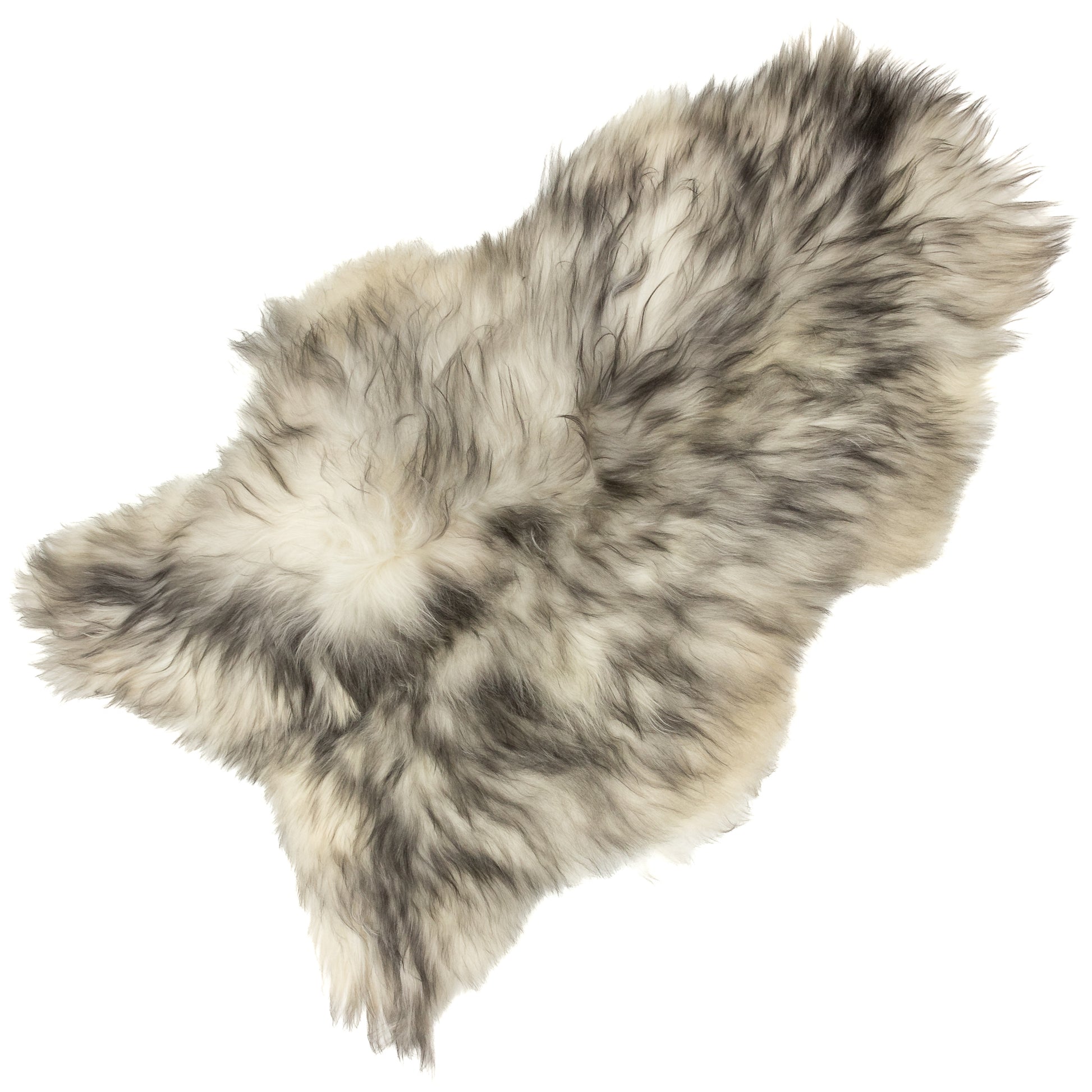 White w Lighter Black Dyed Tips Icelandic Sheepskin Rug