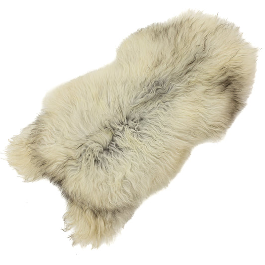 White w Natural Gray Icelandic Sheepskin