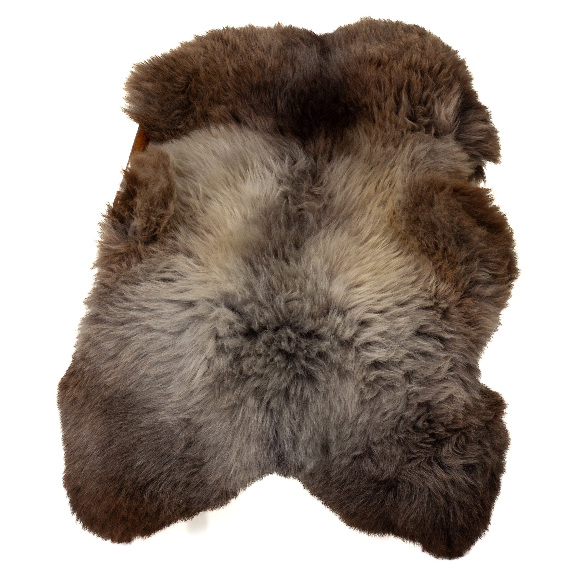 Wide Thick Cushy Brown w Gray Sheepskin