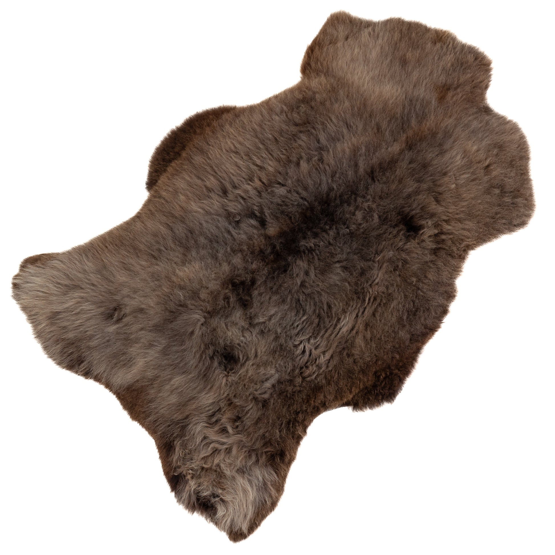 Wide Thick Cushy Brown White Mix Sheepskin Rug