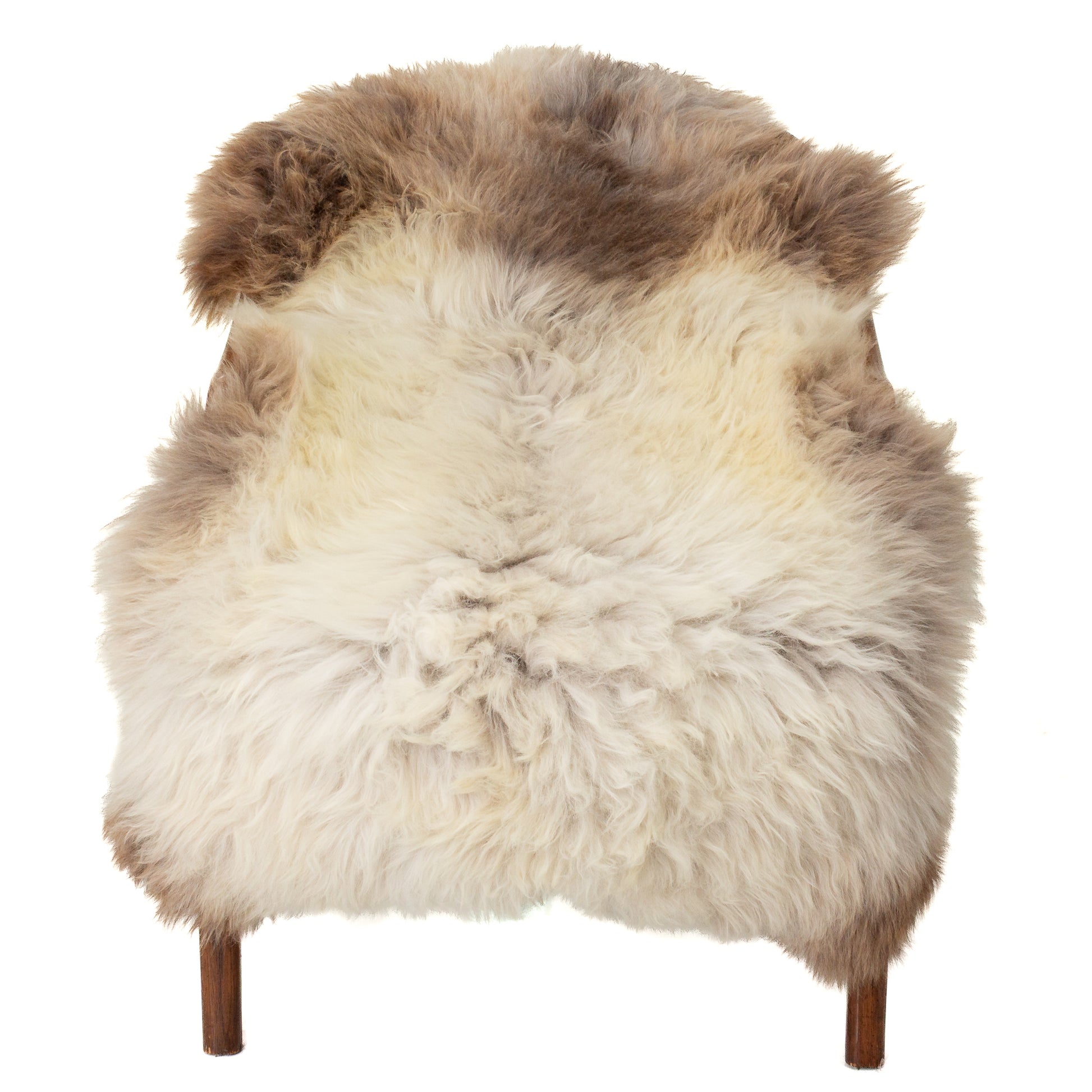 Wide Thick Cushy Creamy White w Light Brown Sheepskin
