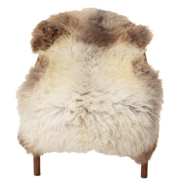 Wide Thick Cushy Creamy White w Light Brown Sheepskin